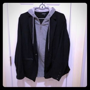 Torrid black blazer jacket w/built in hoodie